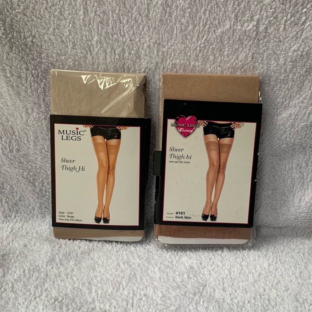 (FWP) Music Legs - 2 pairs NWT Sheer Thigh Hi Stockings